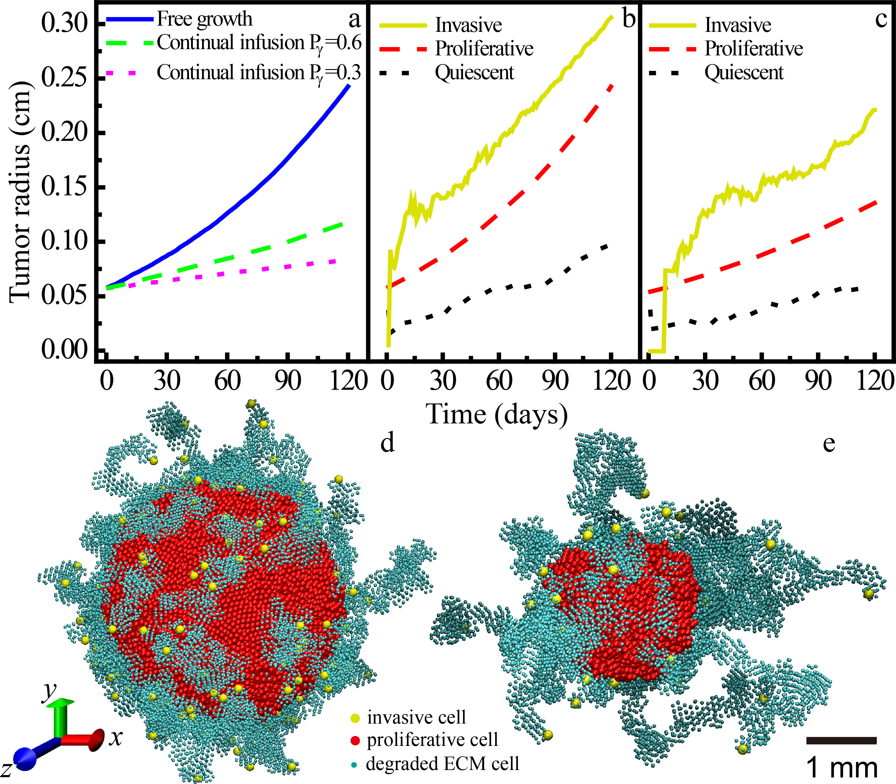 Modeling three-dimensional invasive solid tumor growth in heterogeneous microenvironment under chemotherapy